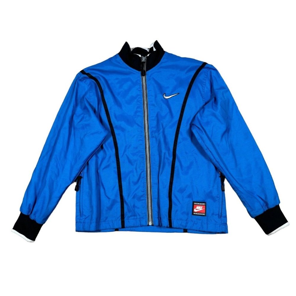 Vintage 90's Nike Women's Sz M Medium Blue Track Jacket Full Zip Mesh‎ Lined